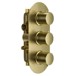 Harbour Clarity Brushed Brass 2 Outlet Thermostatic Concealed Shower Valve (Three Handle)