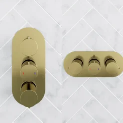 Harbour Clarity Brushed Brass 3 Outlet Thermostatic Concealed Shower Valve