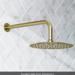 Harbour Clarity Brushed Brass Ultra Slim Round Shower Head - 250mm