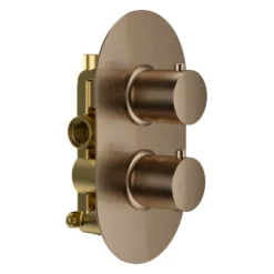 Harbour Clarity Brushed Bronze Concealed Shower Valve, Fixed Ceiling Mounted Shower Arm & Head