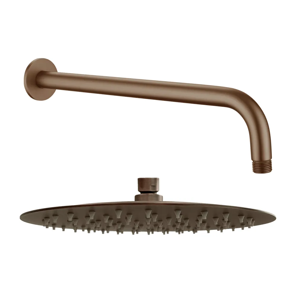 Harbour Clarity Brushed Bronze Shower Package with 2 Outlet Valve, Fixed Head & Wall Arm and Overflow Bath Filler
