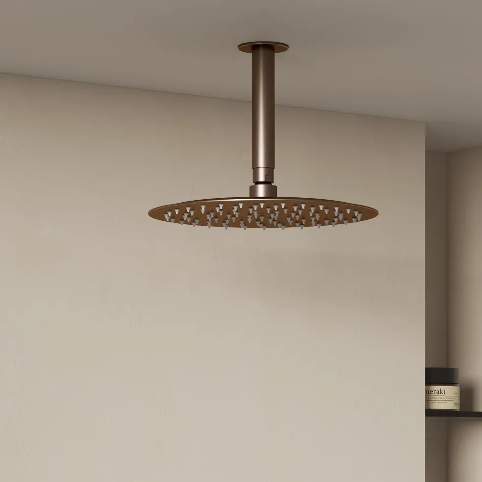 Harbour Clarity Brushed Bronze Shower Package with 2 Outlet Valve, Fixed Head & Ceiling Arm and Overflow Bath Filler