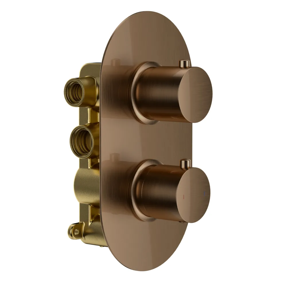 Harbour Clarity Brushed Bronze Shower Package with 2 Outlet Valve, Fixed Head & Ceiling Arm and Overflow Bath Filler