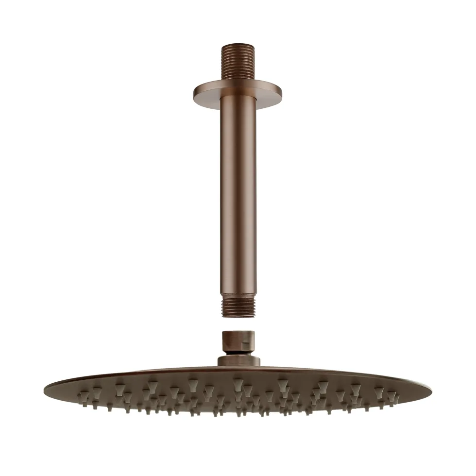 Harbour Clarity Brushed Bronze Shower Package with 2 Outlet Valve, Fixed Head & Ceiling Arm and Overflow Bath Filler