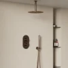 Harbour Clarity Brushed Bronze Shower Package with 2 Outlet Valve, Fixed Head & Ceiling Arm and Wall Shower Kit