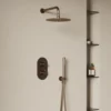 Harbour Clarity Brushed Bronze Shower Package with 2 Outlet Valve, Fixed Head & Wall Mounted Arm and Wall Shower Kit