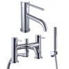 Harbour Clarity Chrome Basin Mixer Tap and Bath Shower Mixer Tap with Shower Kit
