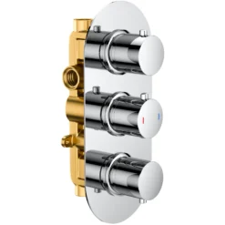 Harbour Clarity Chrome 2 Outlet Thermostatic Concealed Shower Valve - Three Handle