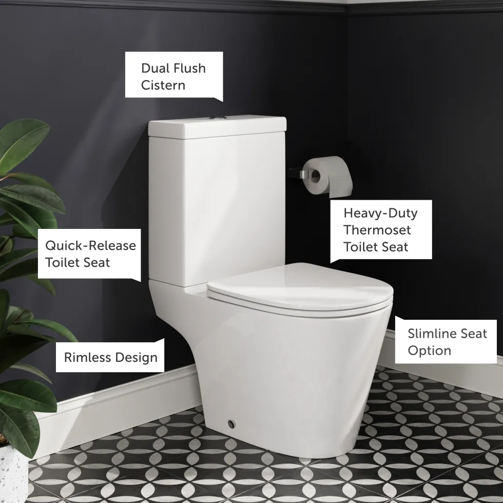 Harbour Clarity Close Coupled Rimless Toilet & Soft Close Seat