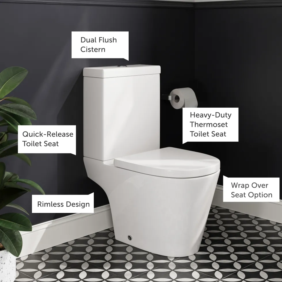 Harbour Clarity Close Coupled Rimless Toilet & Soft Close Seat