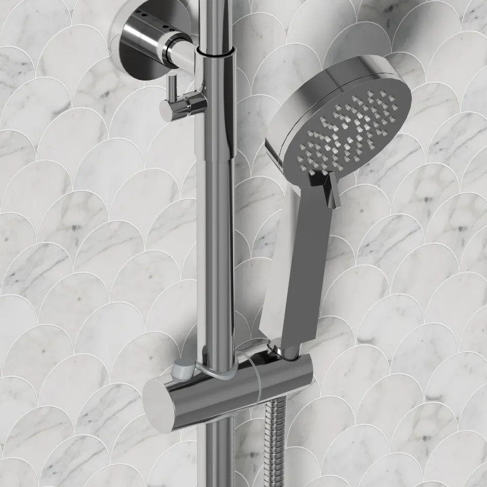 Harbour Clarity Cool Touch Exposed Thermostatic Rigid Riser Shower Kit with Round Handset