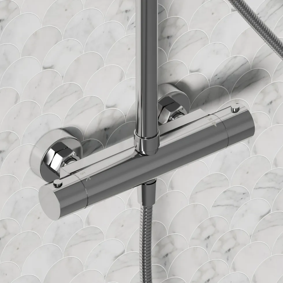 Harbour Clarity Cool Touch Exposed Thermostatic Rigid Riser Shower Kit with Round Handset