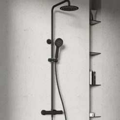 Harbour Clarity Cool Touch Exposed Thermostatic Rigid Riser Shower Kit with Round Handset