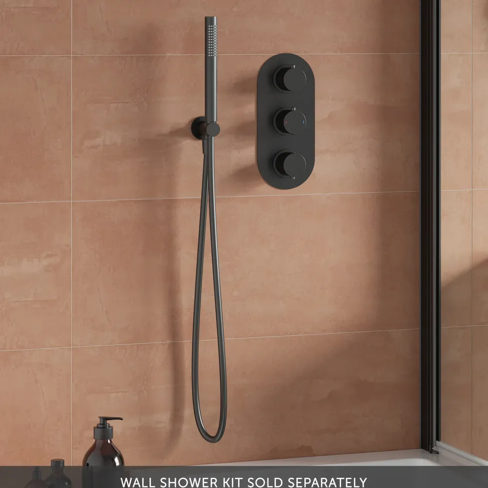 Harbour Clarity Gunmetal 2 Outlet Thermostatic Concealed Shower Valve - (Three Handle) Gunmetal