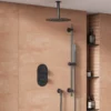 Harbour Clarity Gunmetal Shower Package with 2 Outlet Valve, Fixed Head & Ceiling Arm and Slide Rail Shower Kit