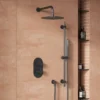 Harbour Clarity Gunmetal Shower Package with 2 Outlet Valve, Fixed Head & Wall Mounted Arm and Slide Rail Shower Kit