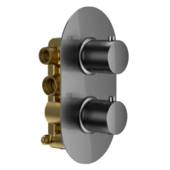 Harbour Clarity Gunmetal Shower Package with 2 Outlet Valve, Fixed Head & Ceiling Arm and Wall Shower Kit