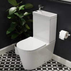 Harbour Clarity 2 in 1 Wash Basin & Close Coupled Closed Back Toilet with Soft Close Seat