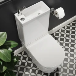 Harbour Clarity 2 in 1 Wash Basin & Close Coupled Closed Back Toilet with Soft Close Seat