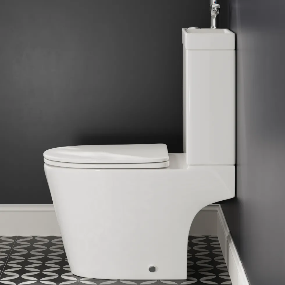 Harbour Clarity 2 in 1 Wash Basin & Close Coupled Open Back Toilet with Soft Close Seat