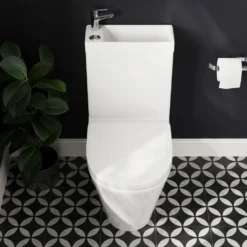 Harbour Clarity 2 in 1 Wash Basin & Close Coupled Open Back Toilet with Soft Close Seat