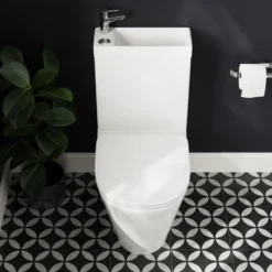 Harbour Clarity 2 in 1 Wash Basin & Close Coupled Open Back Toilet with Soft Close Seat