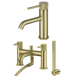 Harbour Clarity Knurled Basin Mixer Tap & Waste and Bath Shower Mixer Tap with Shower Kit