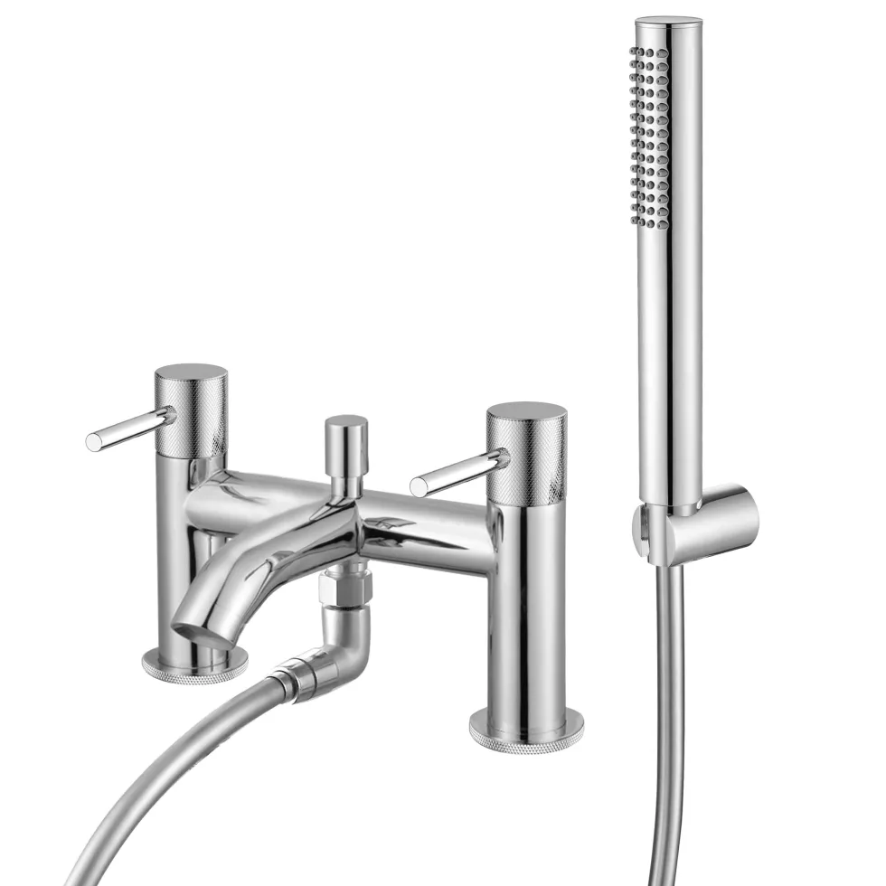 Harbour Clarity Knurled Basin Mixer Tap & Waste and Bath Shower Mixer Tap with Shower Kit
