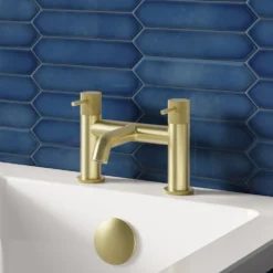 Harbour Clarity Knurled Basin Mixer Tap & Waste and Deck Mounted Bath Mixer Tap