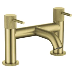 Harbour Clarity Knurled Basin Mixer Tap & Waste and Deck Mounted Bath Mixer Tap