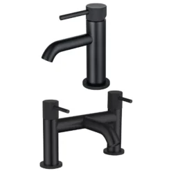 Harbour Clarity Knurled Basin Mixer Tap & Waste and Deck Mounted Bath Mixer Tap
