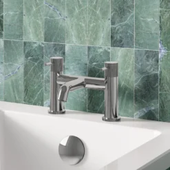 Harbour Clarity Knurled Deck Mounted Bath Mixer Tap