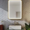 Harbour Clarity LED Illuminated Brushed Brass Framed Mirror with Demister Pad - 500 x 700mm