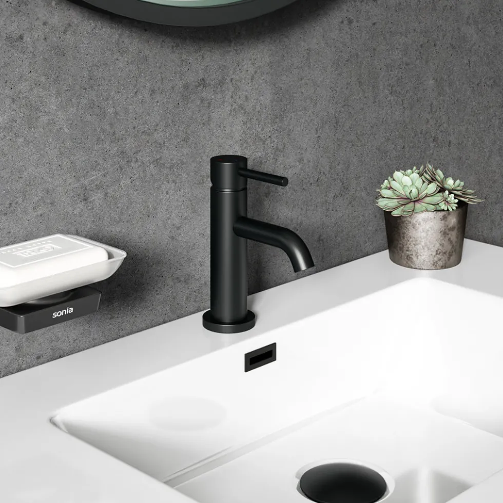 Harbour Clarity Matt Black Basin Mixer Tap