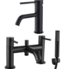 Harbour Clarity Matt Black Basin Mixer Tap and Bath Shower Mixer Tap with Shower Kit