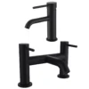 Harbour Clarity Matt Black Basin Mixer Tap and Deck Mounted Bath Mixer Tap