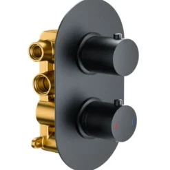 Harbour Clarity Matt Black Concealed Shower Valve, Fixed Head & Arm and Slide Rail Kit