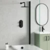 Harbour Clarity Matt Black Concealed Shower Valve, Fixed Wall Mounted Head and Overflow Bath Filler
