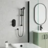 Harbour Clarity Matt Black Concealed Shower Valve, Shower Rail Kit & Overflow Bath Filler