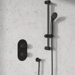 Harbour Clarity Matt Black Concealed Shower Valve & Slide Rail Shower Kit