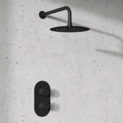Harbour Clarity Matt Black Concealed Shower Valve & Wall Mounted Fixed Shower Head