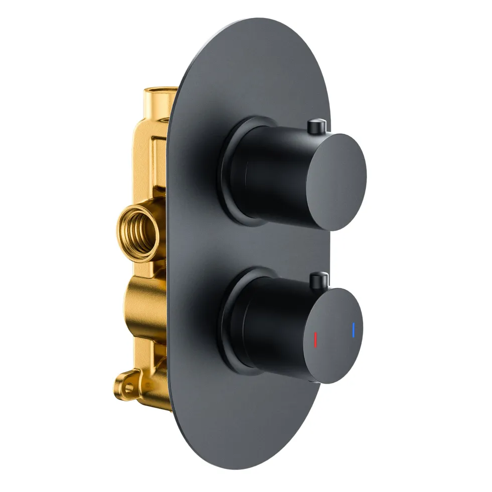 Harbour Clarity Matt Black Concealed Shower Valve & Wall Mounted Fixed Shower Head