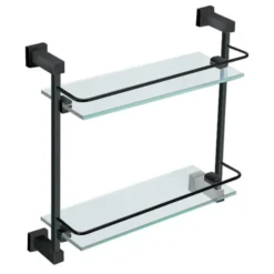 Harbour Clarity Matt Black Double Glass Shelf