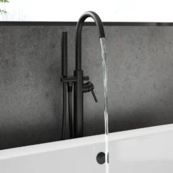 Harbour Clarity Matt Black Floorstanding Bath Shower Mixer & Shower Kit