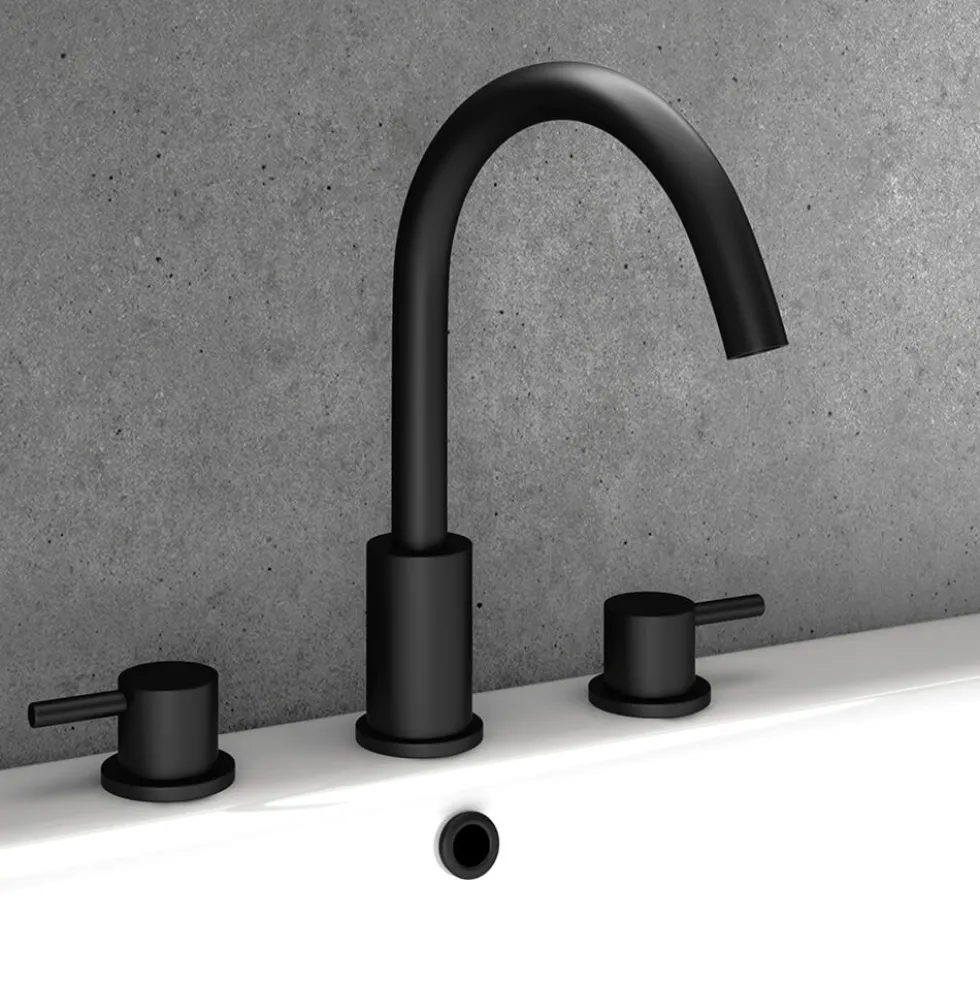 Harbour Clarity Matt Black 3 Hole Basin Mixer Tap