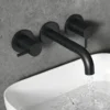 Harbour Clarity Matt Black 3 Hole Wall Mounted Basin Tap with Easy Plumb Installation Kit