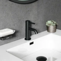 Harbour Clarity Matt Black Mini Basin Mixer Tap & Waste