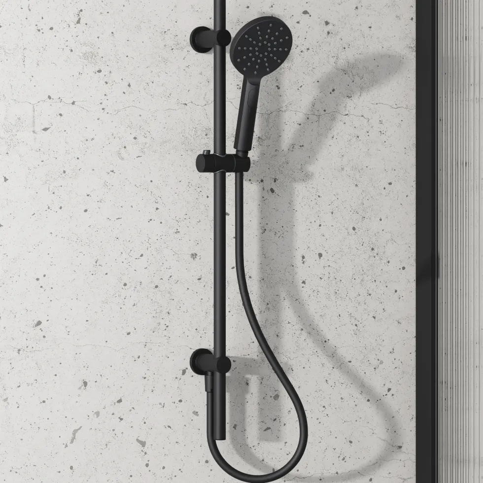 Harbour Clarity Matt Black Slide Rail Kit with 3 Mode Handset & Integrated Elbow
