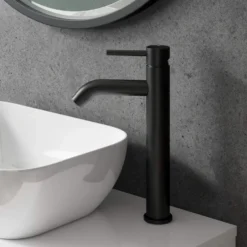 Harbour Clarity Matt Black Tall Basin Mixer Tap