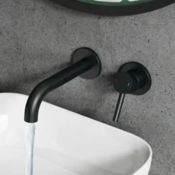 Harbour Clarity Matt Black Wall Mounted Basin Tap with Easy Plumb Installation Kit